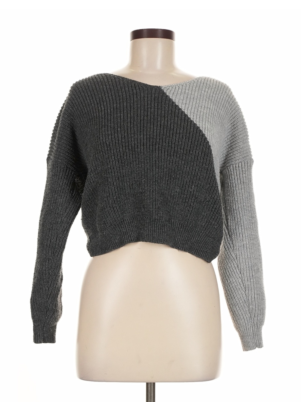ASTR the Label Colorblock Ribbed Wrap Crop Sweater Sz S